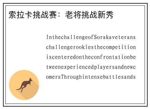 索拉卡挑战赛：老将挑战新秀